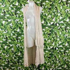 5 for $25 Code Cream Knit Crochet Vest Duster